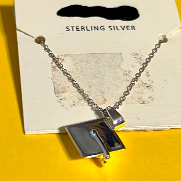 NWT 925 silver Graduation Cap promotion pendant & 16” chain gift congrats memory - Picture 4 of 8